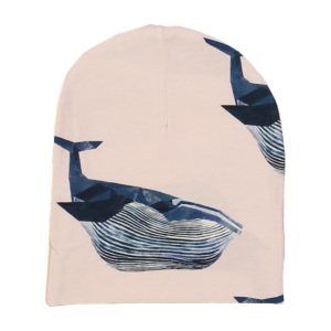 kids organic cotton beanie with whale print